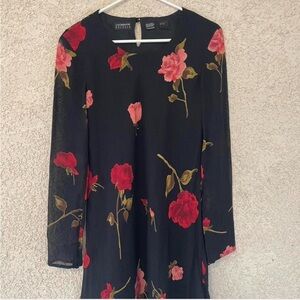 Liz Claiborne Black Floral Long Sleeve Dress